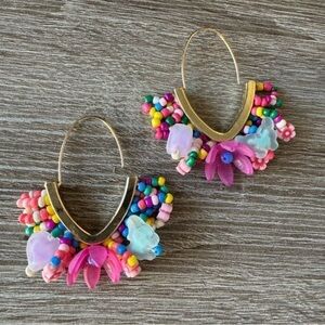 Anthropologie Beaded Hoop Earrings